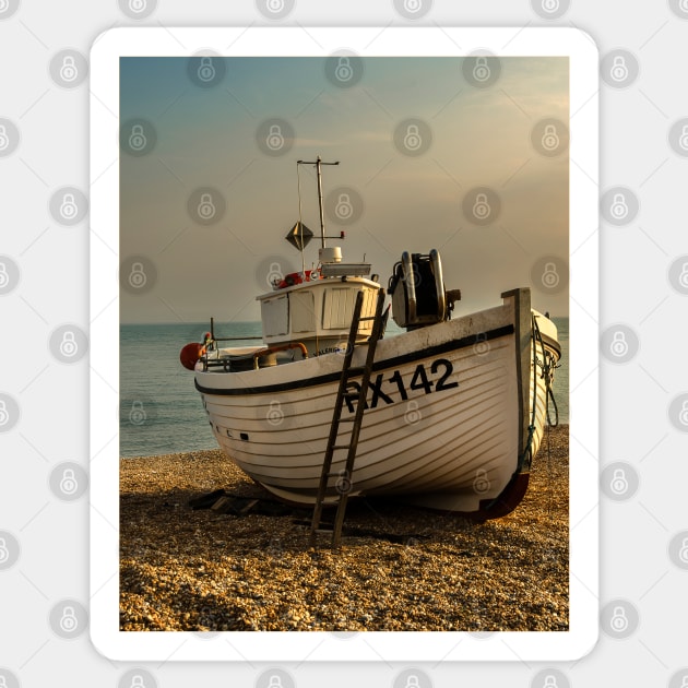 Beached Fishing Boat at Hastings Sticker by IanWL